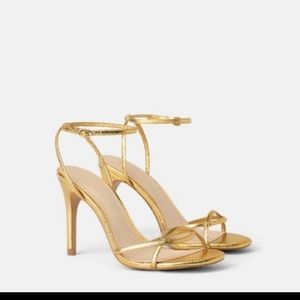 Zara Gold Sandals Size EU 39